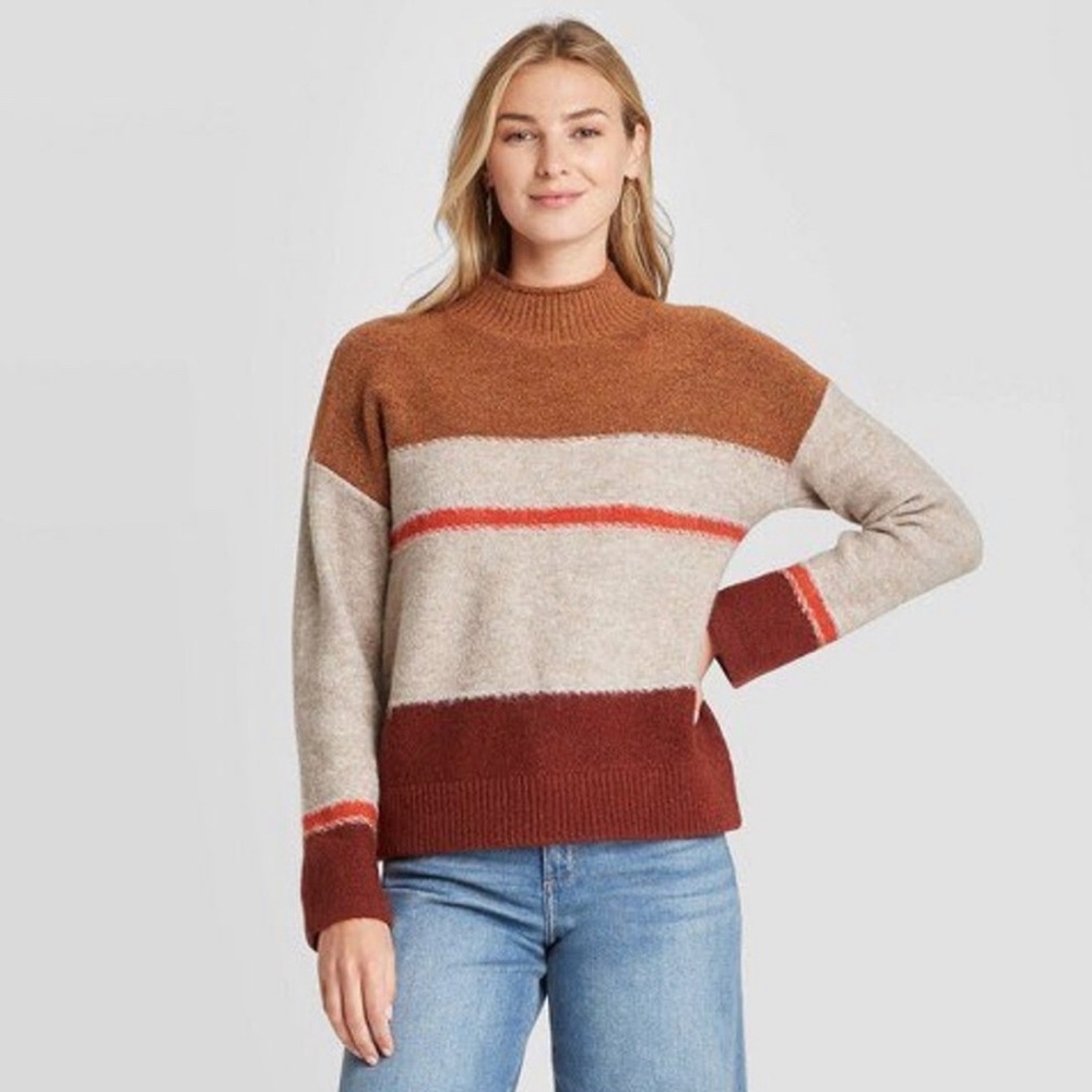 Universal Thread Striped Mock Turtleneck